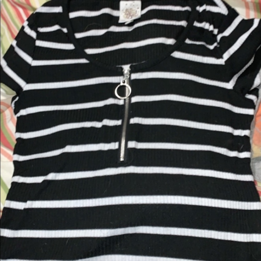 striped shirt with zip